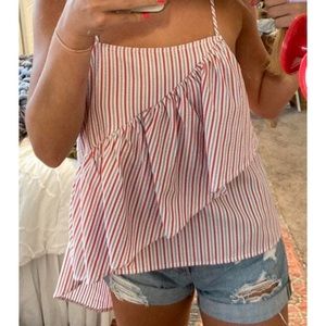 Abound striped ruffle seersucker tank top